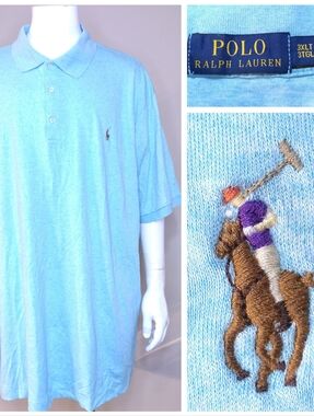 POLO RALPH LAUREN 3XLT Sky Blue MULTICOLOR PONY XXXL 3XL BIG & TALL MENS Shirt